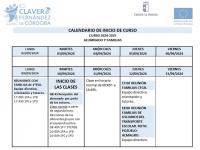 Calendario de inicio de curso. Alumnado y familias. Curso 24/25.